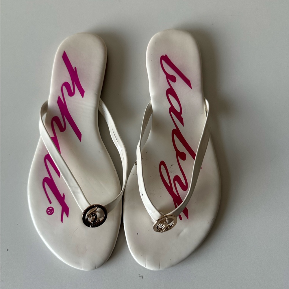 Vintage Baby Phat White Pink Thong Sandal Flat  10